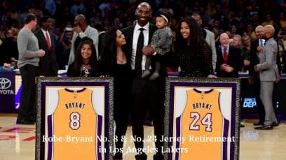 Kobe Bryant No. 8 and No. 24 Jersey Retirement in Los Angeles Lakers