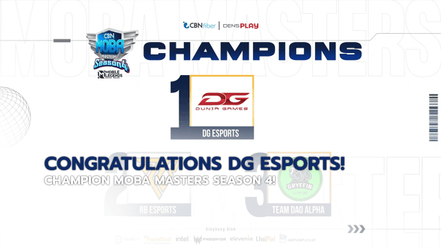 CONGRATULATIONS DG ESPORTS! CHAMPION MOBA MASTERS SEASON 4!