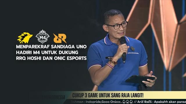 MENPAREKRAF SANDIAGA UNO HADIRI M4 UNTUK DUKUNG RRQ HOSHI DAN ONIC ESPORTS