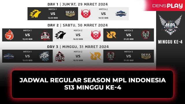 JADWAL REGULAR SEASON MPL INDONESIA S13 MINGGU KE-4